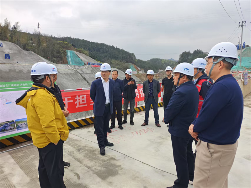 3月27日，縣長王奇勇帶隊(duì)調(diào)研防洪工程項(xiàng)目建設(shè)情況，黃山徽投集團(tuán)黨委書記、董事長洪筱明，副總經(jīng)理張高峰陪同調(diào)研。.jpg